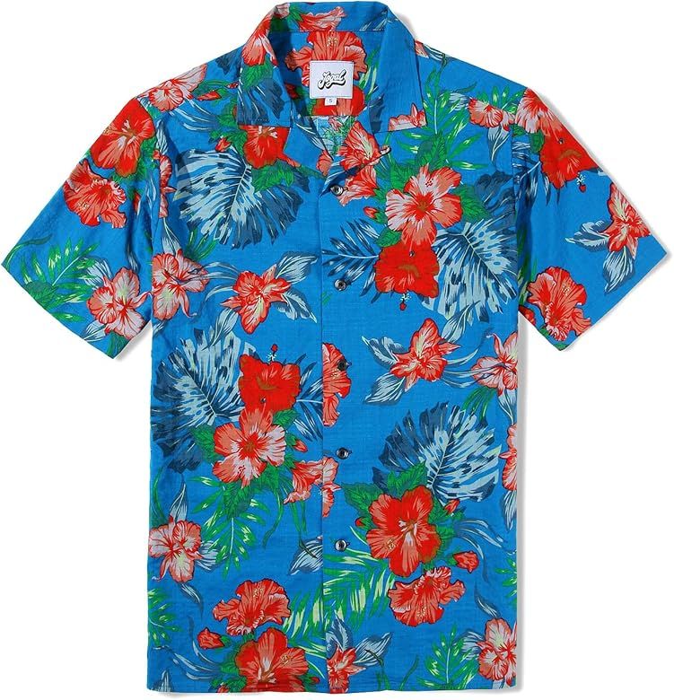 JOGAL Men's Floral Cotton Tropical Hawaiian Shirt | Amazon (US)