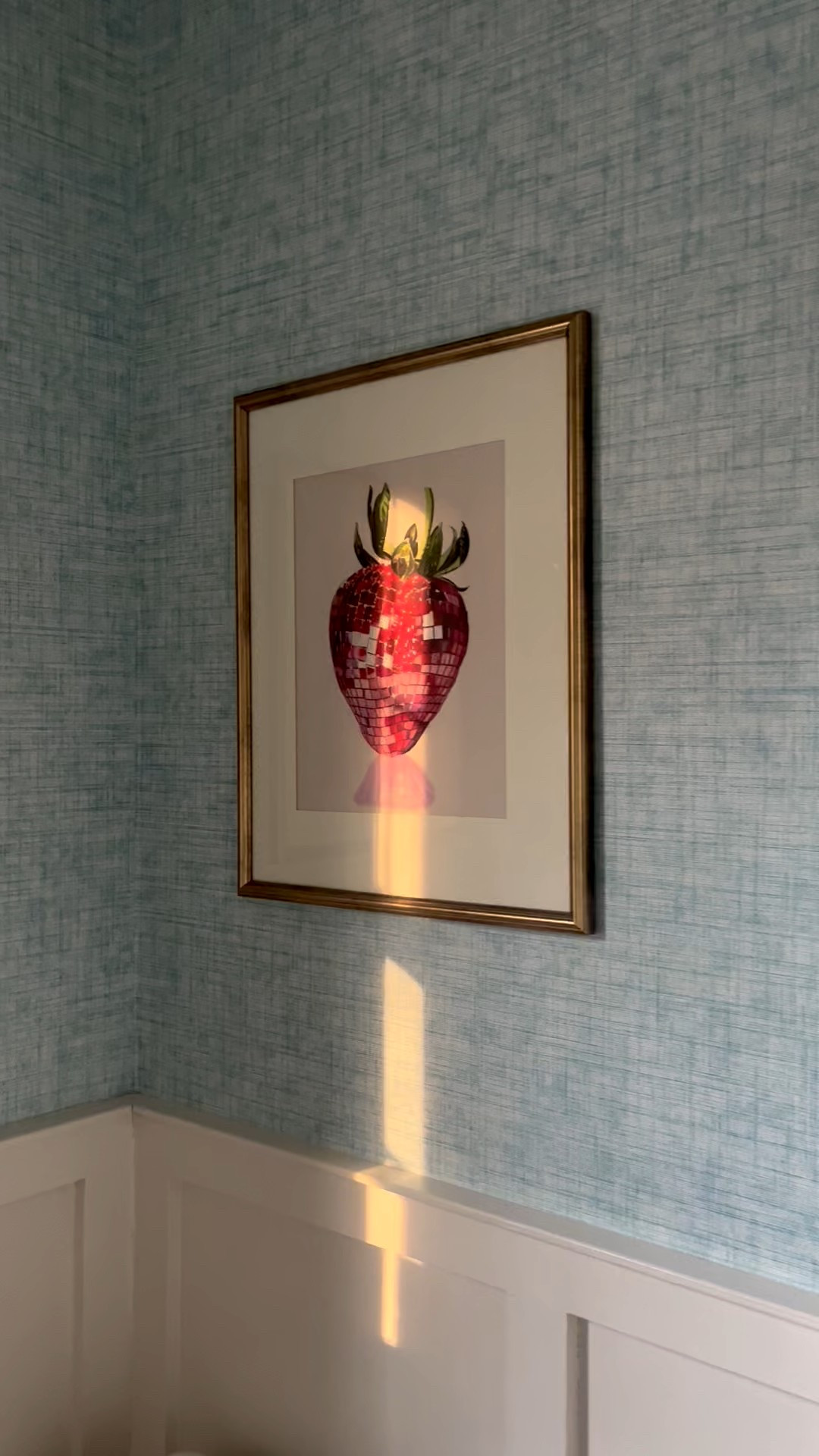 My favorite new artwork for our downstairs powder room. A little funky and fun with a bit of color. 