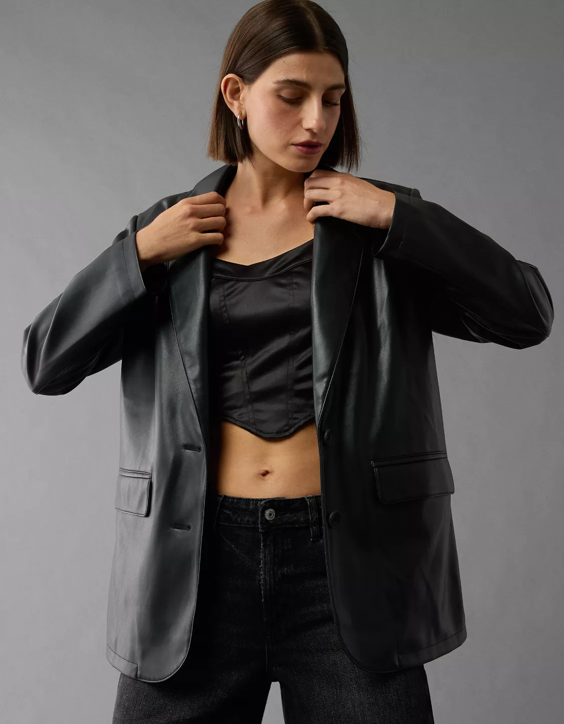 AE Vegan Leather Blazer | American Eagle Outfitters (US & CA)