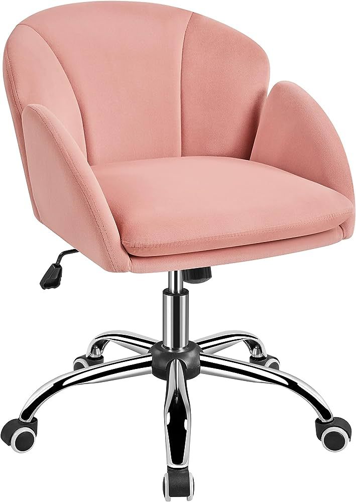 Yaheetech Cute Velvet Desk Chair for Home Office, Makeup Vanity Chair with Armrests for Bedroom M... | Amazon (US)