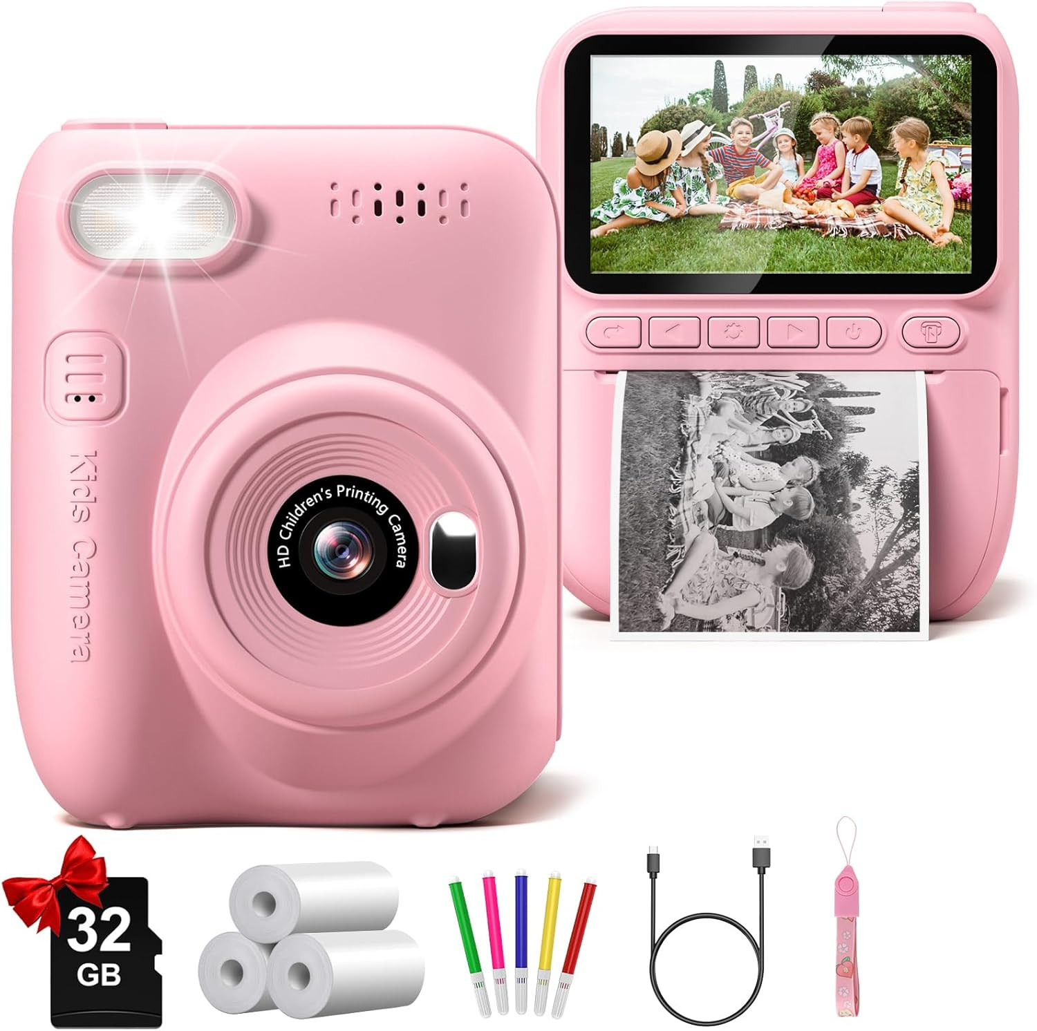 Instant Print Camera for Kids, 3.0" HD 32MP Kids Camera 1080P with 3 Rolls of Printer Paper, Birt... | Amazon (US)