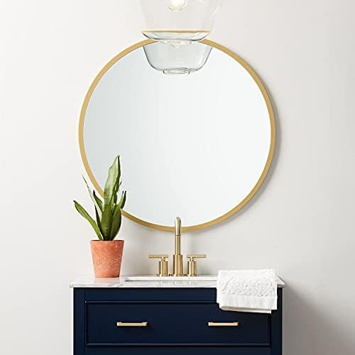 Better Bevel 36” x 36” Matte Gold Rubber Framed Mirror | Round Bathroom Wall Mirror | Amazon (US)