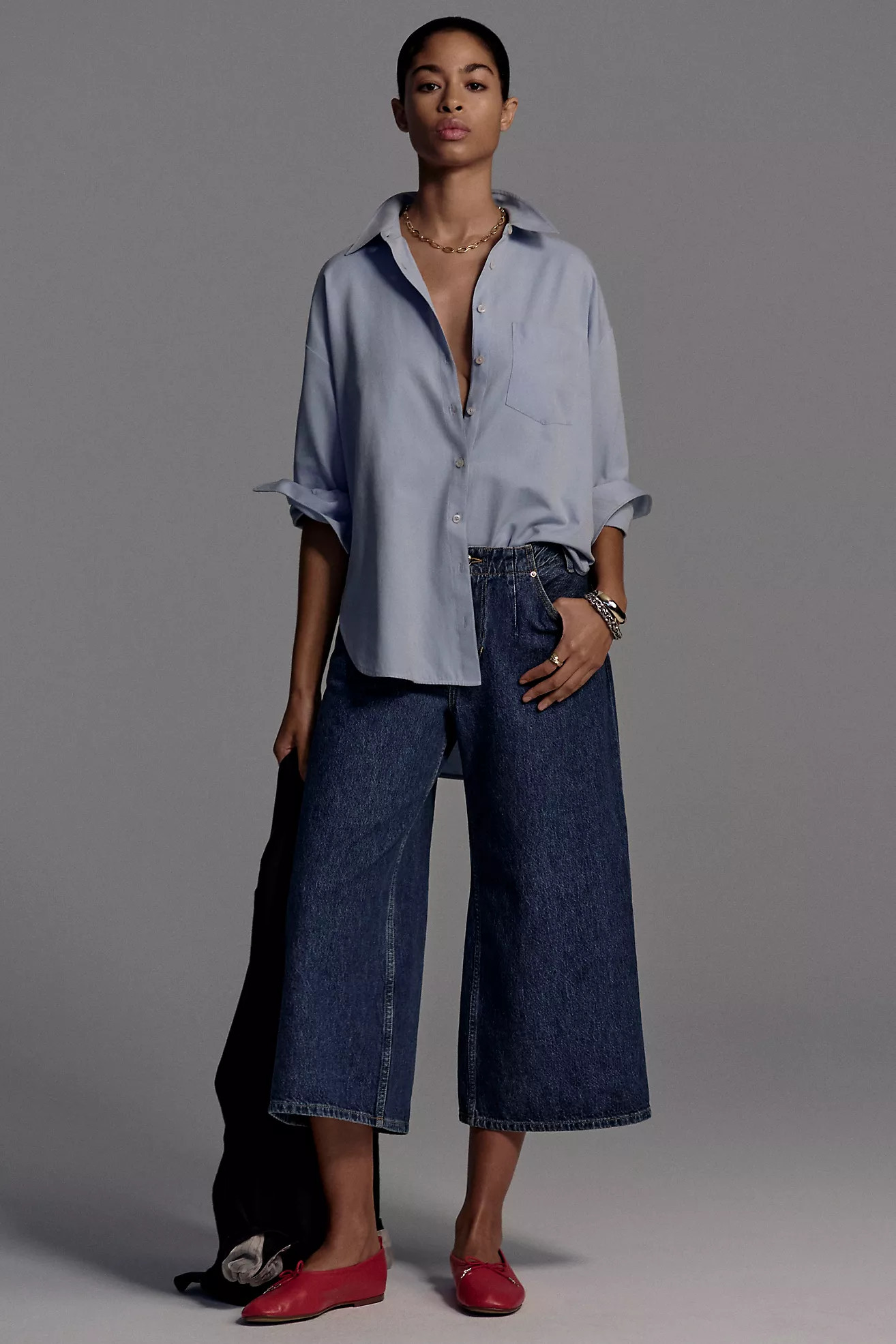 Pilcro Pleated High-Rise Crop Wide-Leg Jeans | Anthropologie (US)