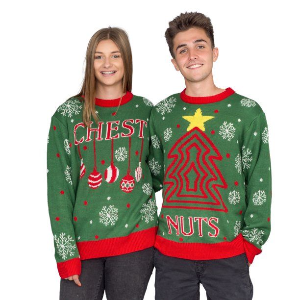 Chest Nuts Snowflakes Christmas Tree Adult Ugly Christmas Sweater - Walmart.com | Walmart (US)