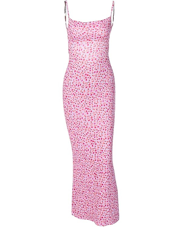 KMBANGI Women Cutout Backless Maxi Dress Sexy Sleeveless Floral Cocktail Dress Bodycon Spaghetti ... | Amazon (US)