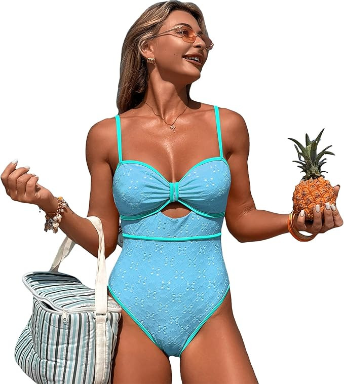 One Piece Boho Swimsuits for Women High Waisted Tummy Control Cutout Vintage Swimsuit Bathing Sui... | Amazon (US)