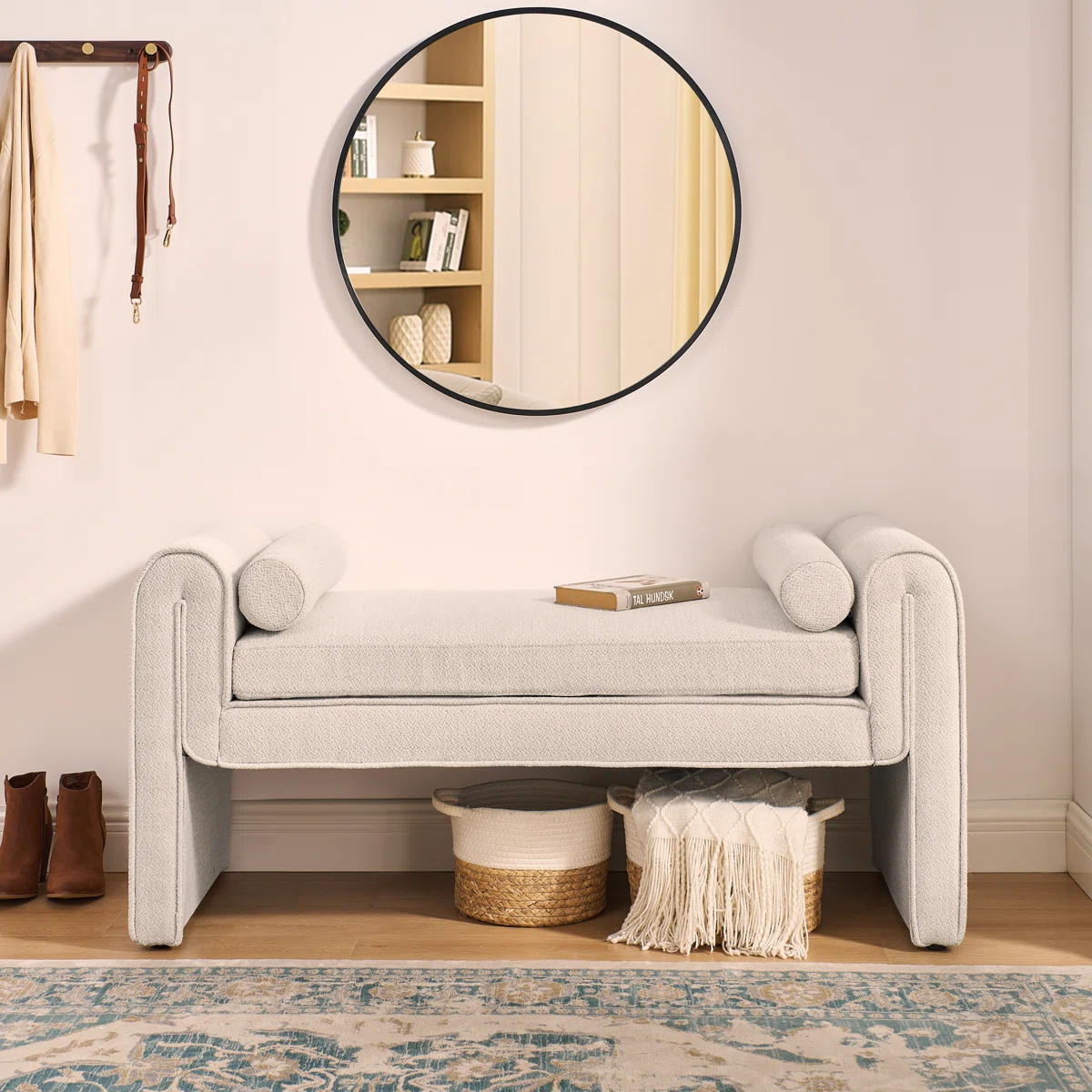 Versatile Linen Fabric Bedroom Storage Stool With Large Capacity | Wayfair North America
