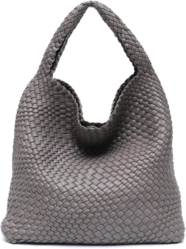 Women Vegan Leather Hand-Woven Tote Handbag Fashion Shoulder Top-handle Bag All-Match Underarm Ba... | Amazon (US)