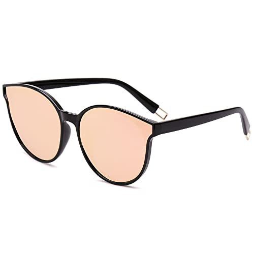 SOJOS Fashion Round Sunglasses for Women Men Oversized Vintage Shades SJ2057, Black/Pink | Amazon (US)