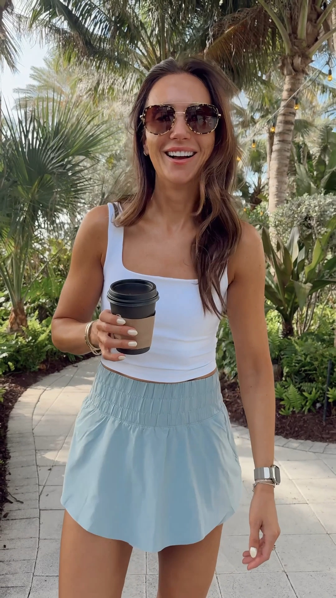 Workout outfit of the day - these are such great multi use sneakers ( walking, strength, cardio) . Tank is buttery soft like lulu align . Skort fits tts im in s 

#LTKOver40 #LTKActive #LTKShoeCrush