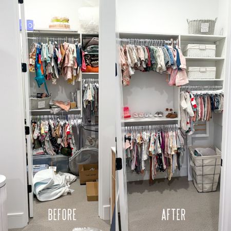 A before and after on a kids closet we organized! We linked all the products we used  

#LTKhome #LTKkids #LTKfamily