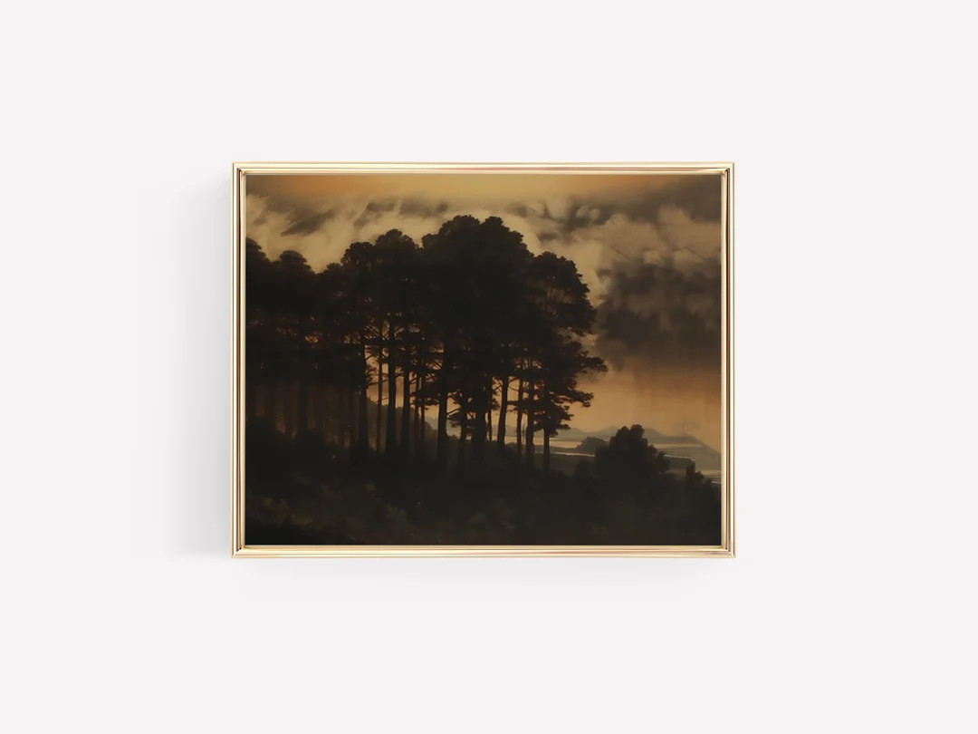 Vintage Halloween Print Dark Academia Edge of Woods Fall Print Halloween Decor Modern Vintage Bla... | Etsy (US)