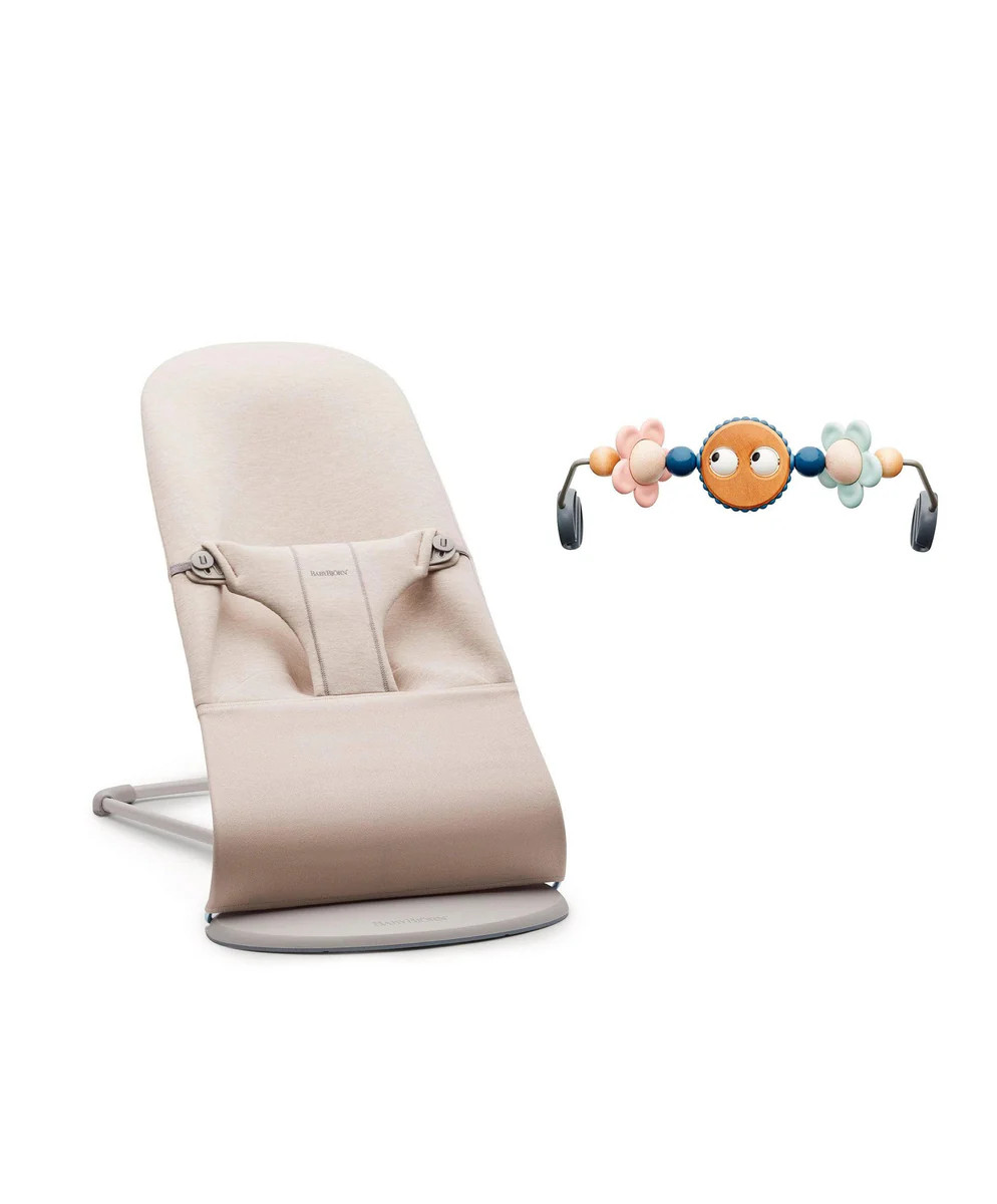 BabyBj\u00f6rn Baby Bouncer and Toy Bar \u2013 Light Beige | Mamas & Papas