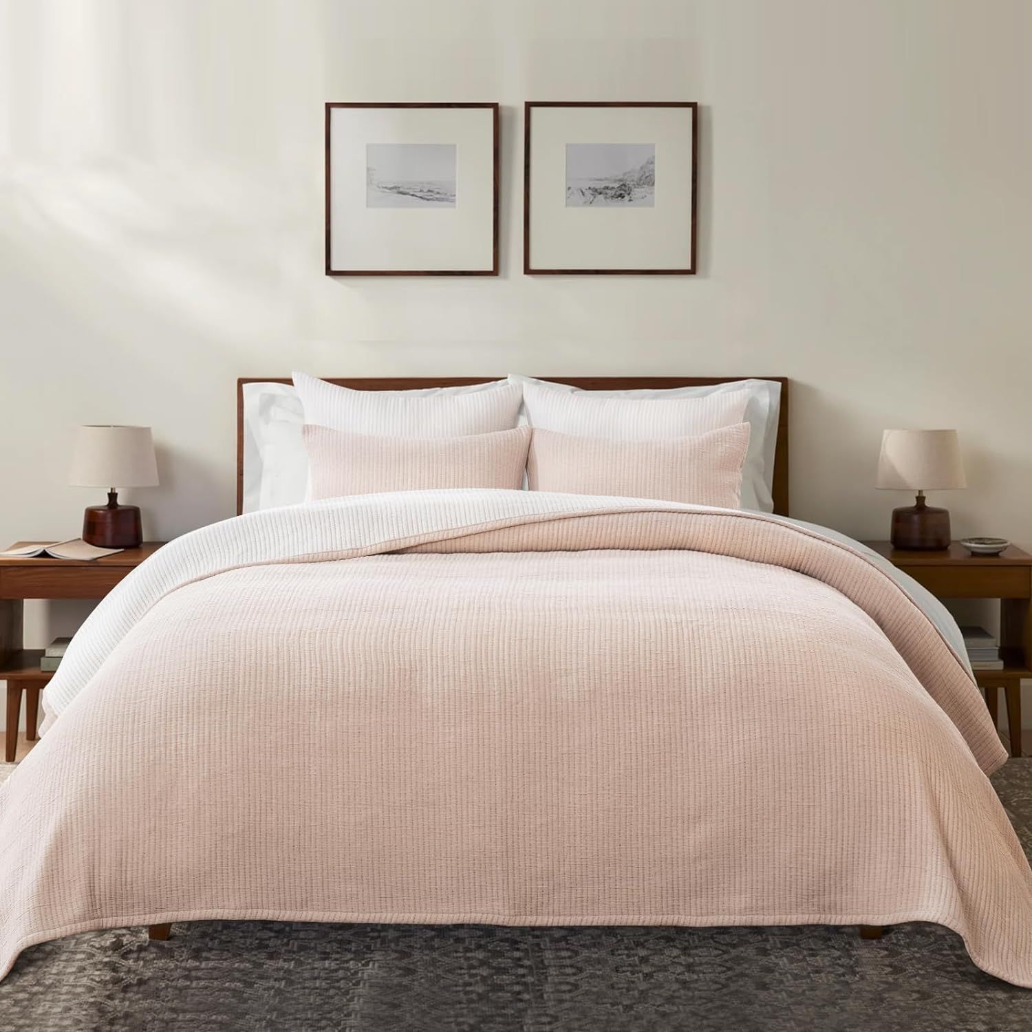 Cotton Quilt Set Queen Size 3 Pieces, Ultra Soft Pick Stitch Matelasse Coverlet Oversized Bedspre... | Amazon (US)
