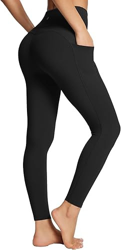 BALEAF Women's Leggings with Pockets Black Tummy Control Workout High Waisted Athletic 7/8 Ultra ... | Amazon (US)