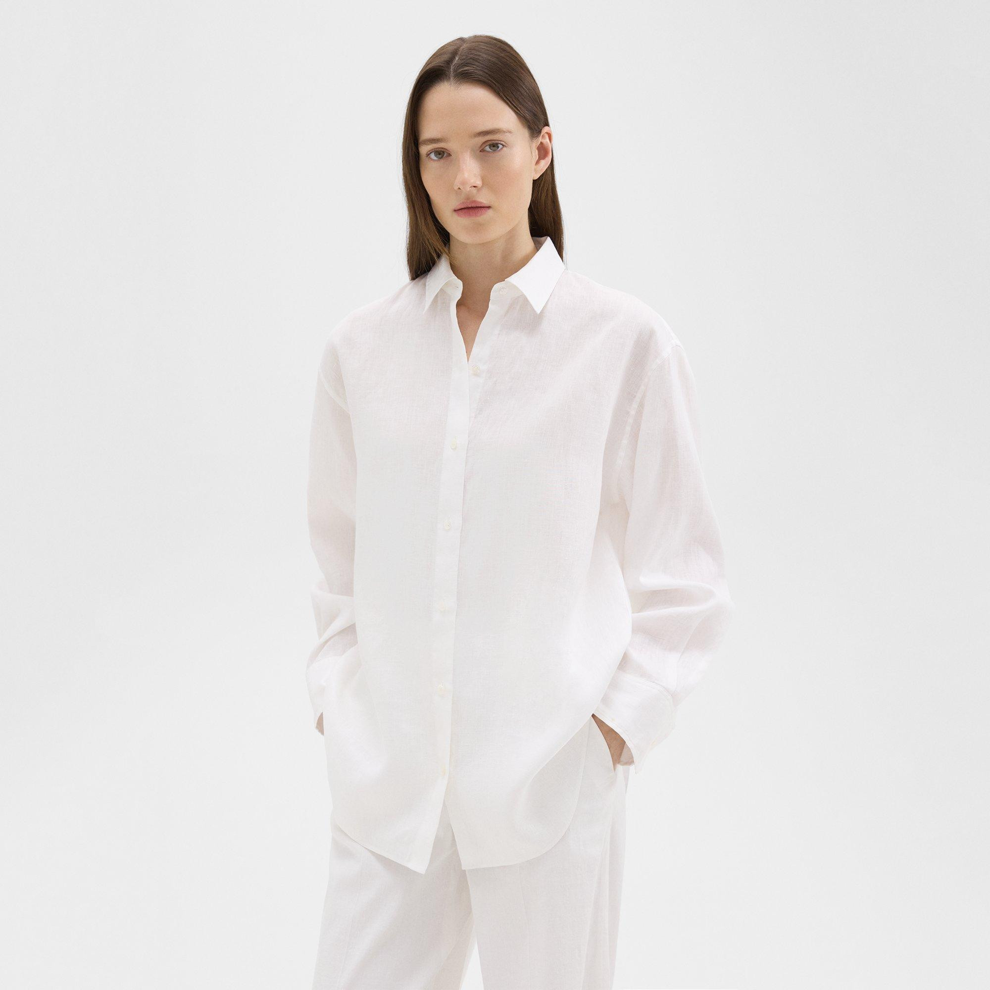 Boyfriend Shirt in Relaxed Linen | Theory
