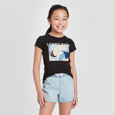 Girls' Disney Princess Snow White 'I Can't Even' Short Sleeve Graphic T-Shirt - Black | Target
