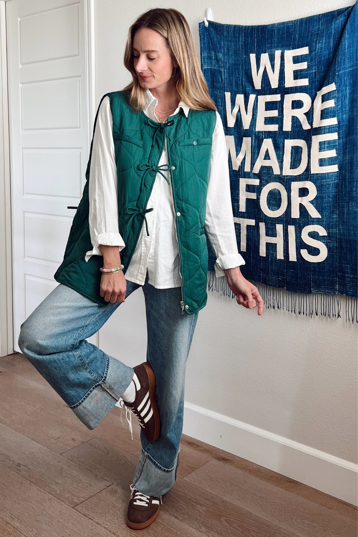 Cutest puffer vest, wearing a size small. 