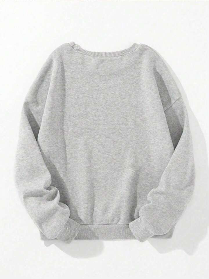 INAWLY Women Crew Neck Long Sleeve Embroidered Minimalist Casual Top Graduation,Back To School Ou... | SHEIN
