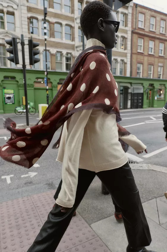 POLKA DOT PRINT SCARF | Zara US