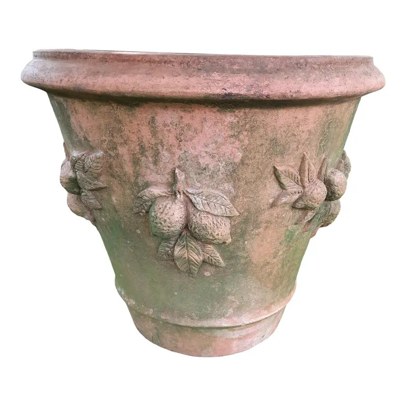 Italian Lemon Motif Terracotta Pot | Chairish