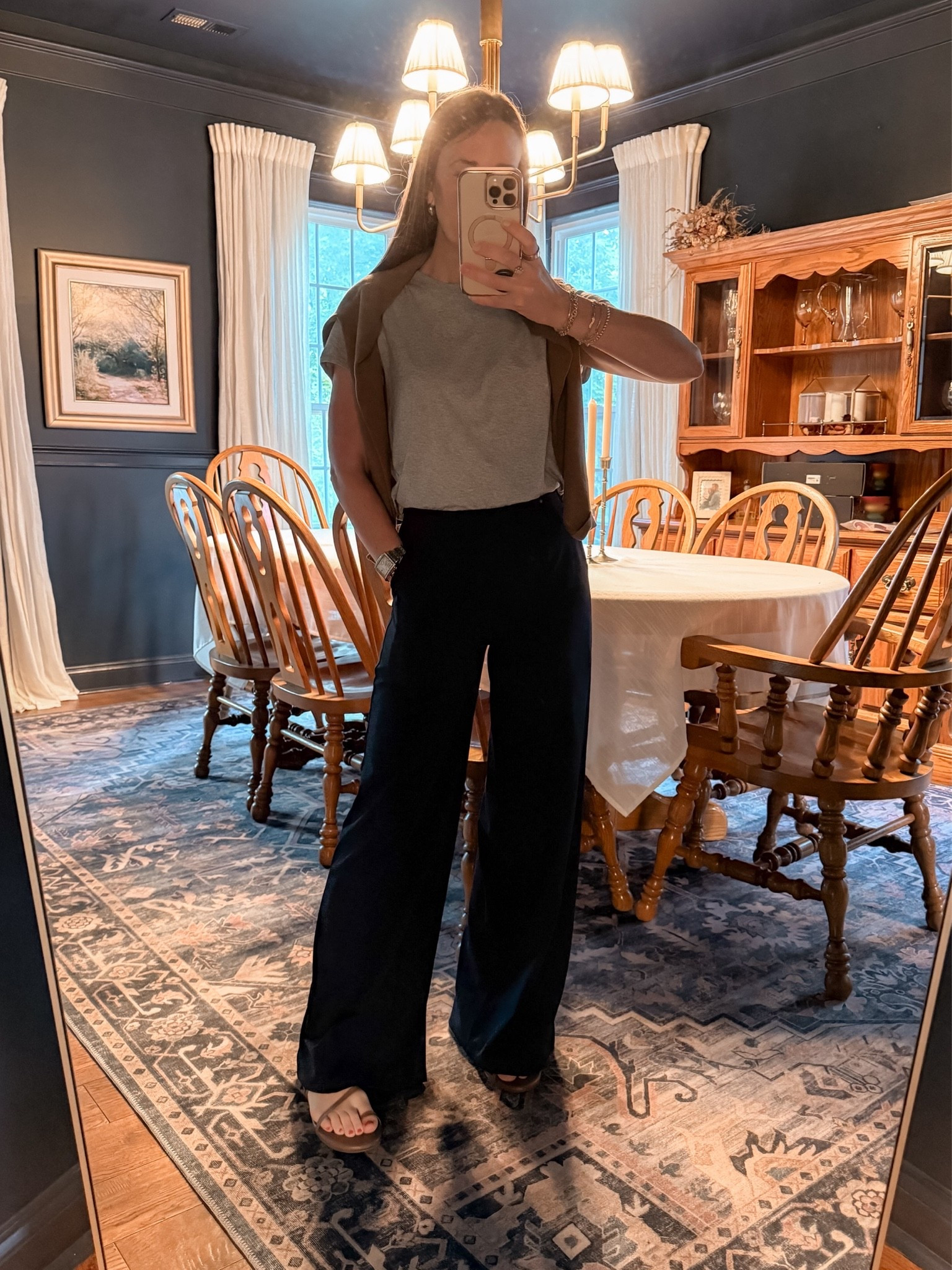 Easy casual workday outfit that still looks polished 🙌 These wide leg “dress pants that feel like sweatpants” are my favorite kind of workwear (comfy but office-appropriate). Added a lightweight sweater over the shoulders for that icy office A/C + instant “put together” vibe. Perfect working mom outfit, business casual, and capsule wardrobe staple.

#LTKSeasonal #LTKgrwm #LTKootd