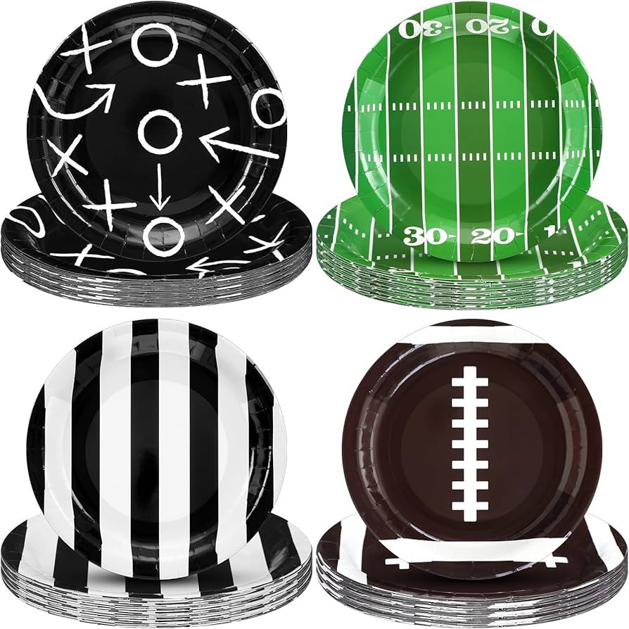 Zhehao 48 Pcs Football Party Supplies 9" American Football Paper Plates Football Dinner Dessert P... | Amazon (US)