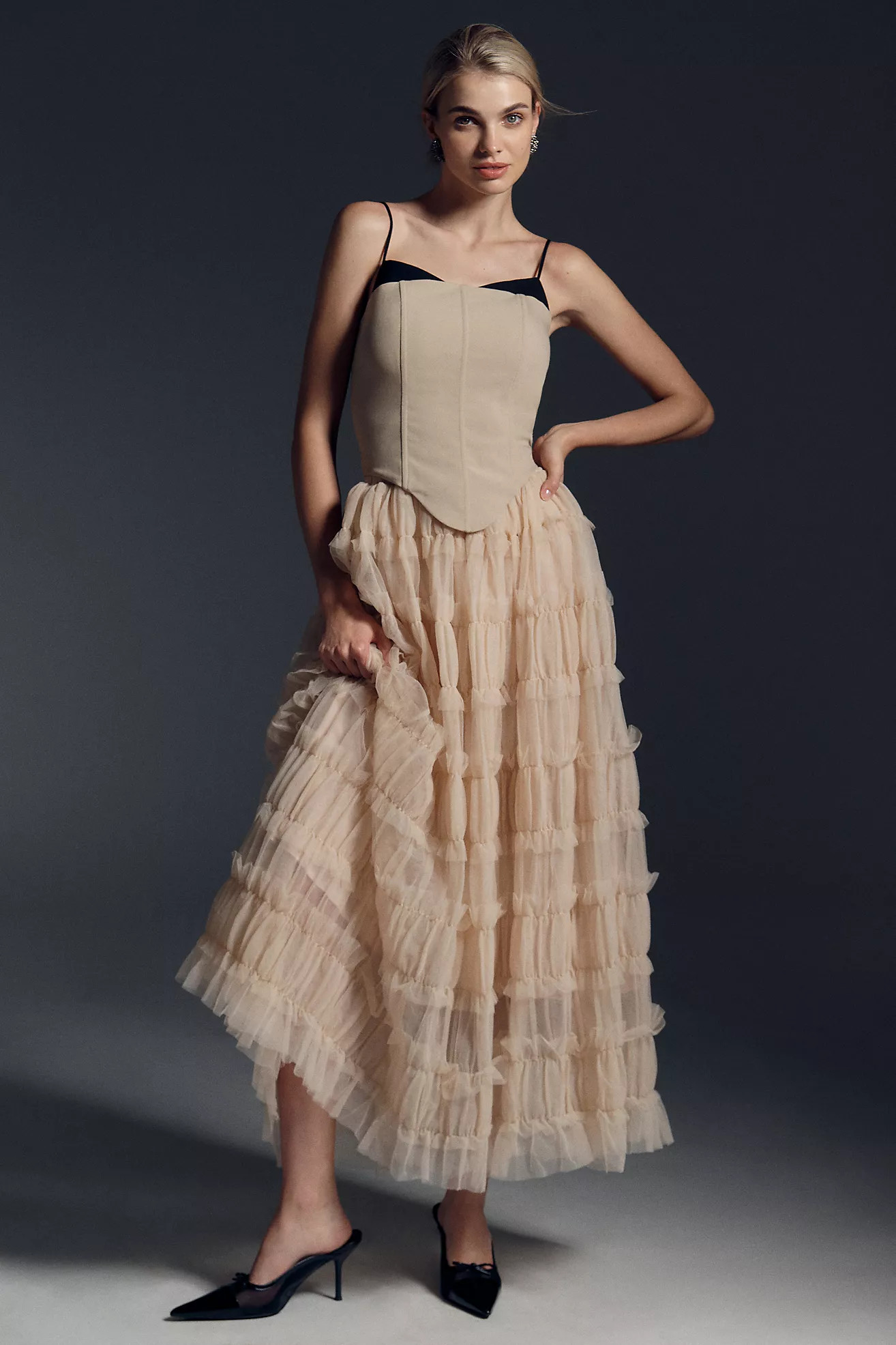 By Anthropologie Shirred Tulle Maxi Skirt | Anthropologie (US)