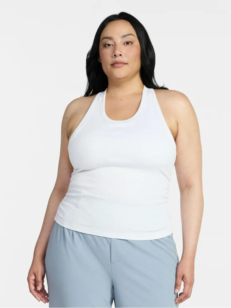 Avia Women's Cotton Ruched Rib Tank Top, Sizes XS-XXXL | Walmart (US)