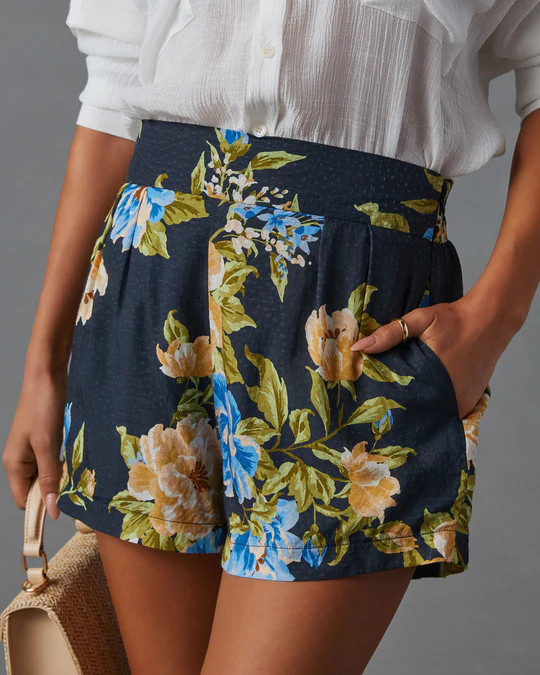 Eden Pocketed Floral High Waist Shorts | VICI