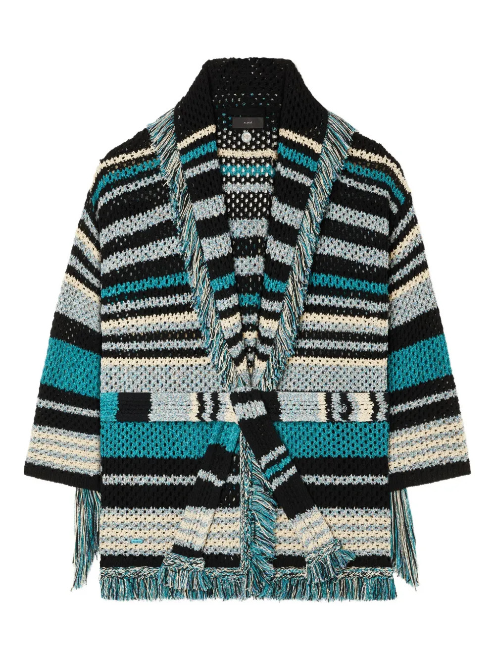 Alanui Ocean Stripes Fringed Cardigan | Blue | FARFETCH IE | Farfetch Global