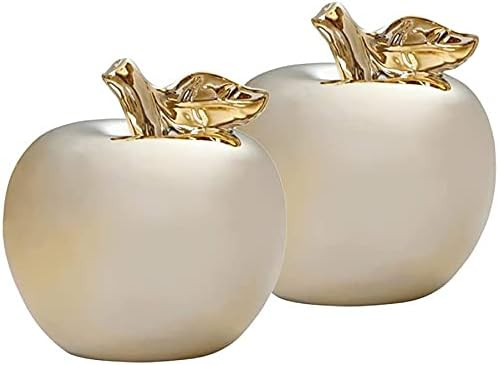 2-Pack Apple Ornament Ceramics Apple Figurines Apple Sculpture Apple Statue Fruit Figurine Apple ... | Amazon (US)