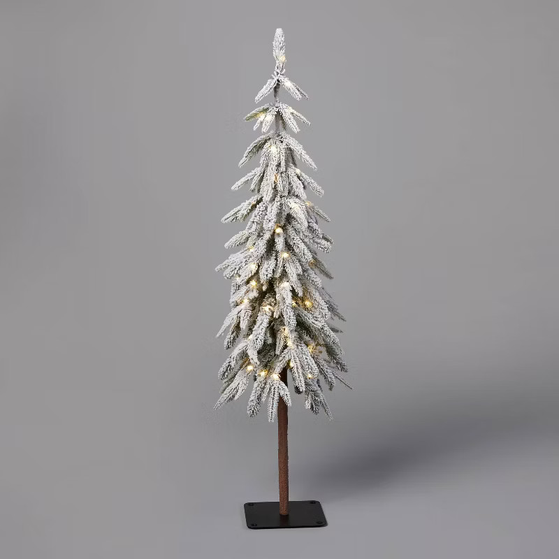 4' Pre-Lit LED Downswept Flocked Alpine Balsam Artificial Christmas Tree Dewdrop Warm White L... | Target