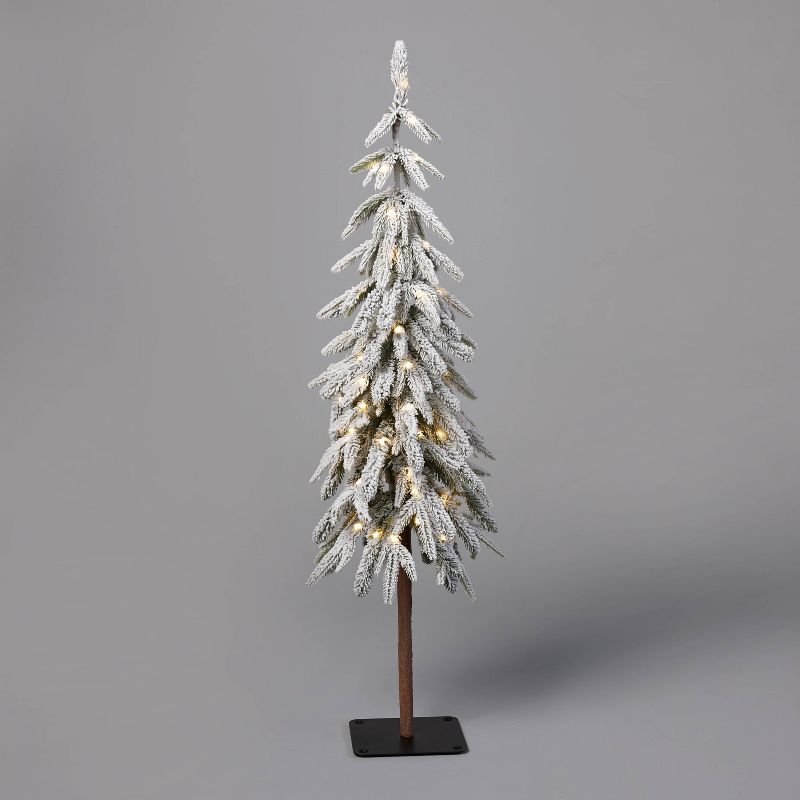 4' Pre-Lit LED Downswept Flocked Alpine Balsam Artificial Christmas Tree Dewdrop Warm White Light... | Target