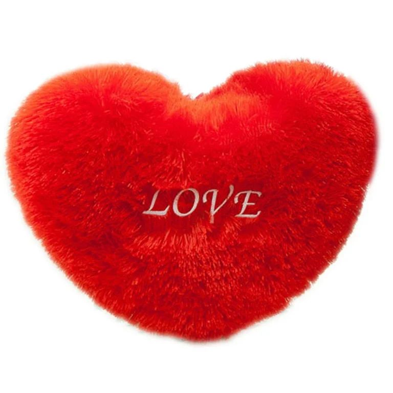HGYCPP Red Love Heart Shape Throw Pillow Letters Embroidered Long Fluffy Plush Soft Cushion Pad S... | Walmart (US)
