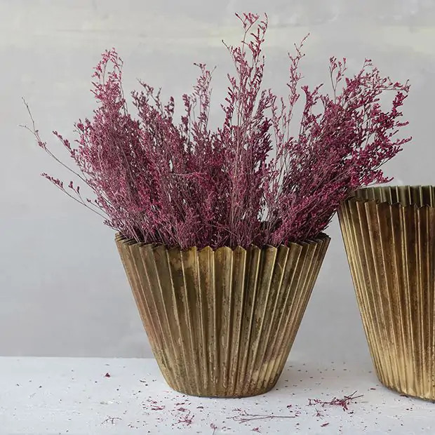 Fluted Metal Decorative Planters Set of 2 | Antique Farm House
