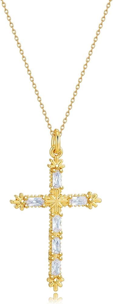 ORNAPEADIA Evil Eye Necklace for Women Amulet Cross Faith Pendant Diamond Cubic Zirconia 18K Gold... | Amazon (US)