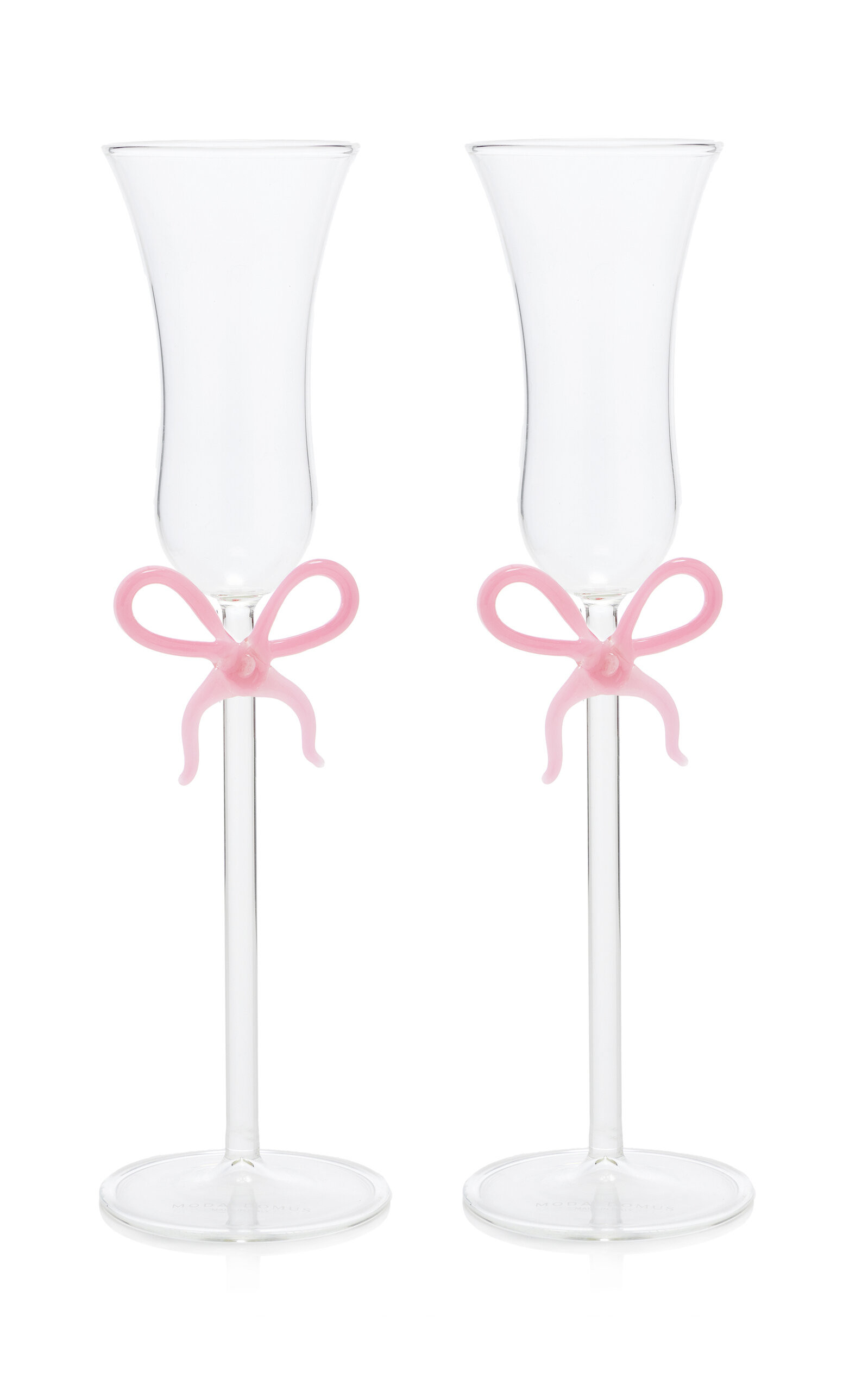 Set-of-Two Bow-Detailed Glass Champagne Flutes | Moda Operandi (Global)