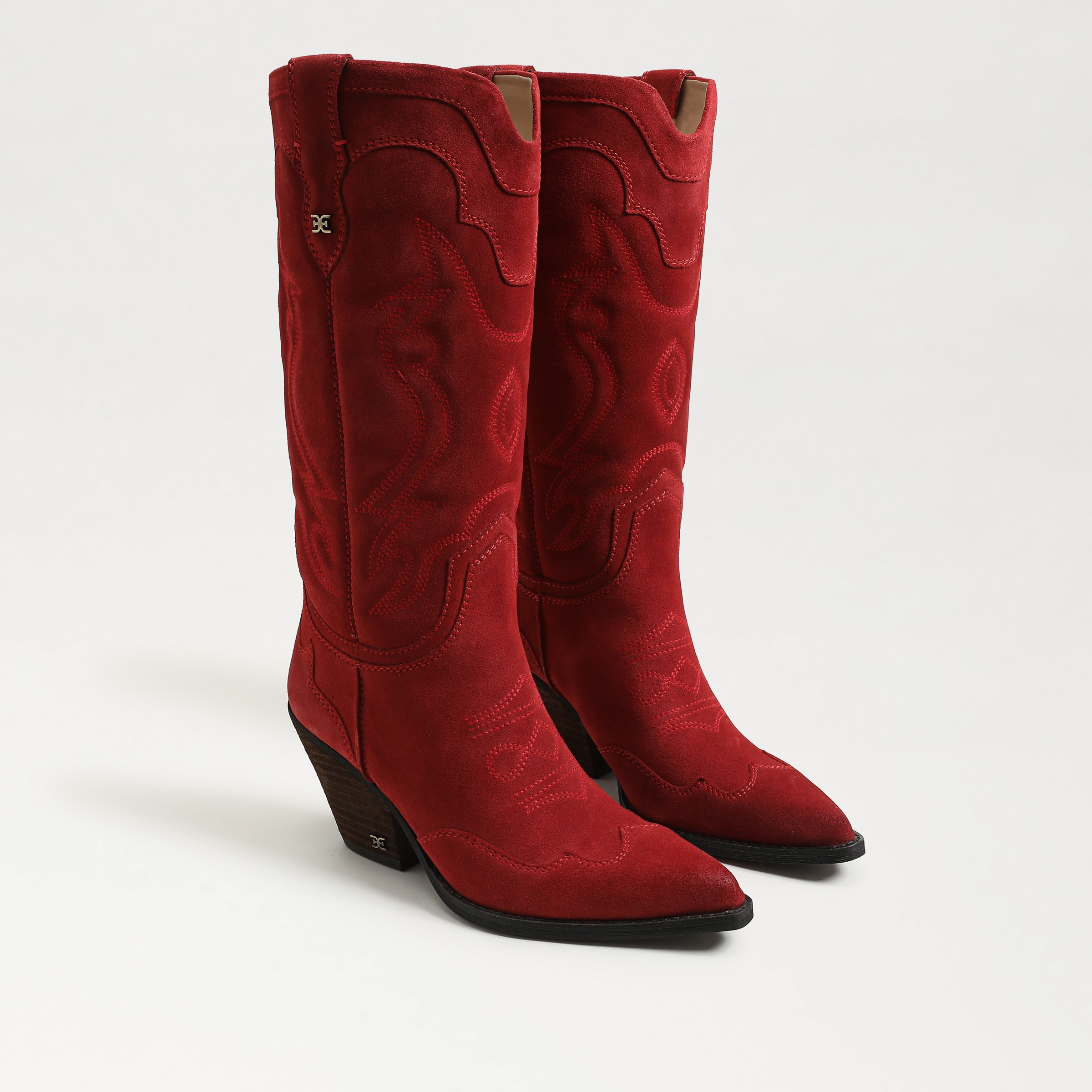 Sam Edelman James Wide Calf Western Boot Red Scarlet Leather | Sam Edelman