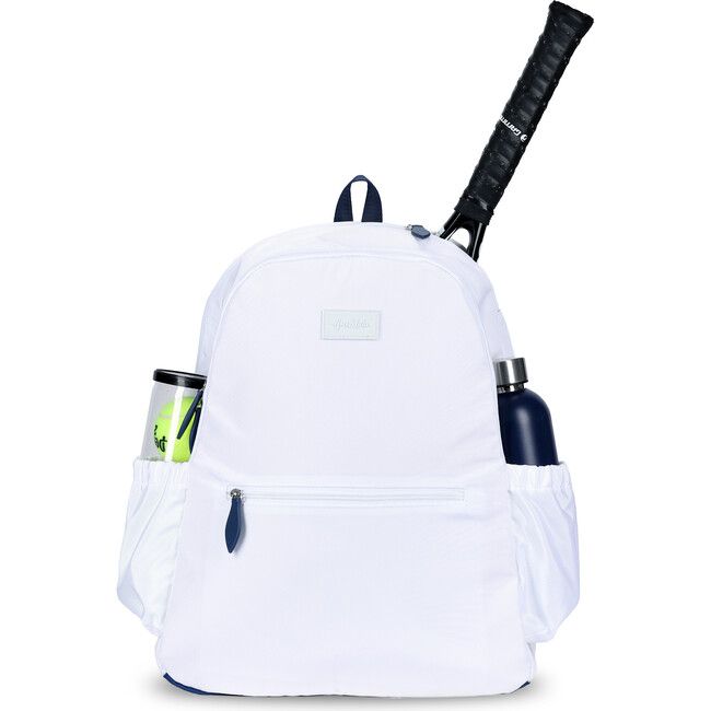 Courtside Tennis Backpack 2.0, White/Navy | Maisonette