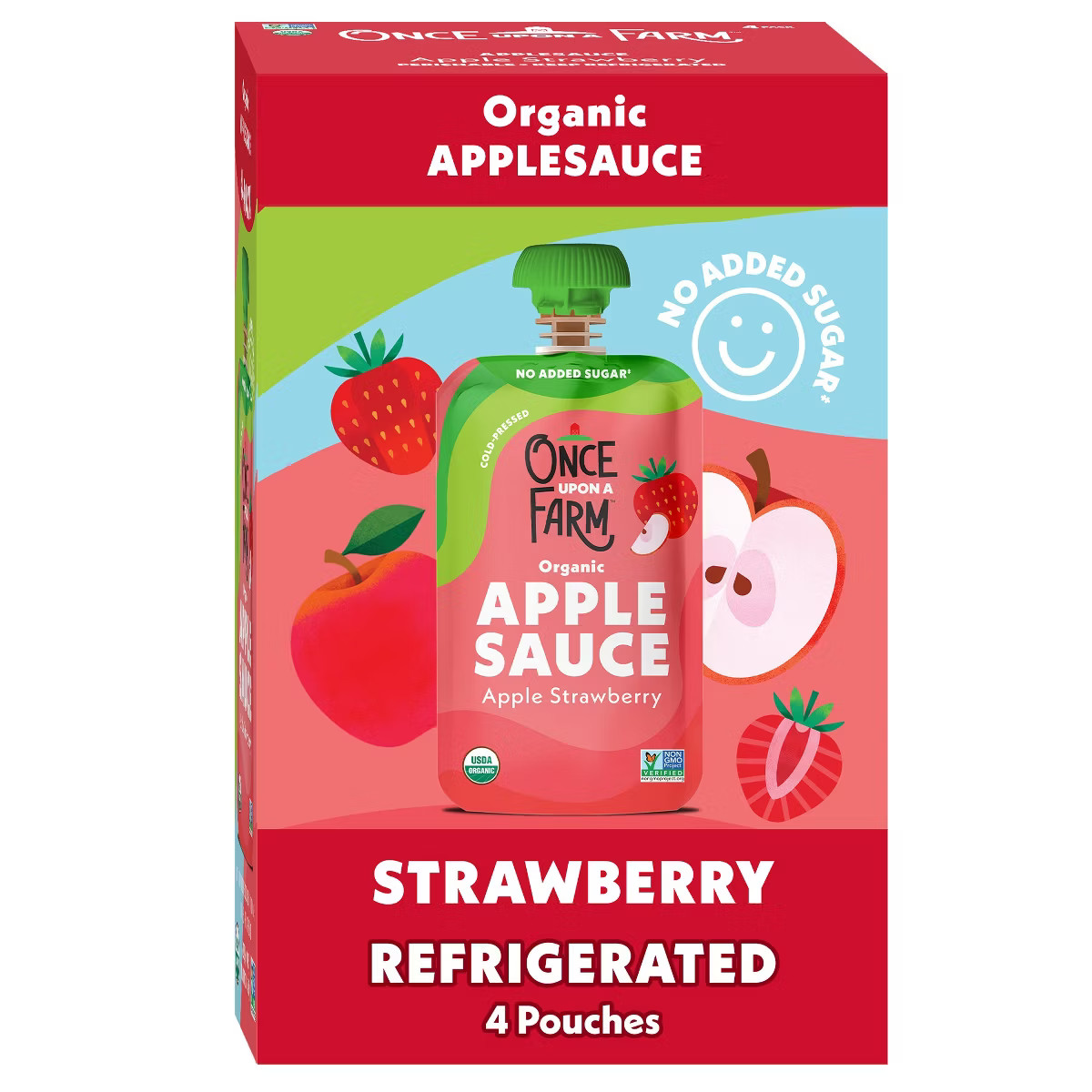Once Upon A Farm Organic Strawberry Applesauce - 12.8oz/4ct | Target