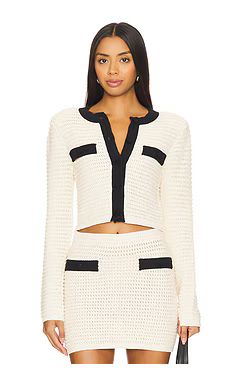 MAJORELLE Slater Cardigan in Ivory & Black from Revolve.com | Revolve Clothing (Global)