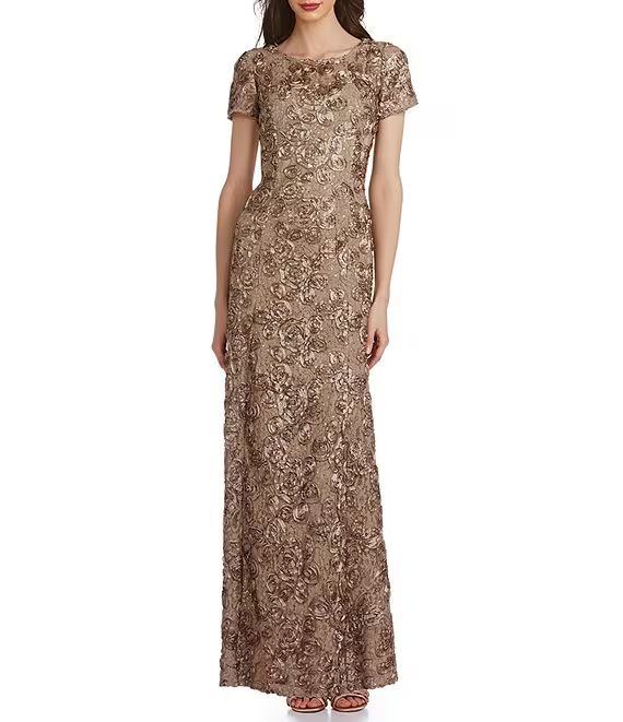 Sequined-Lace Rosette-Rose Gown | Dillards