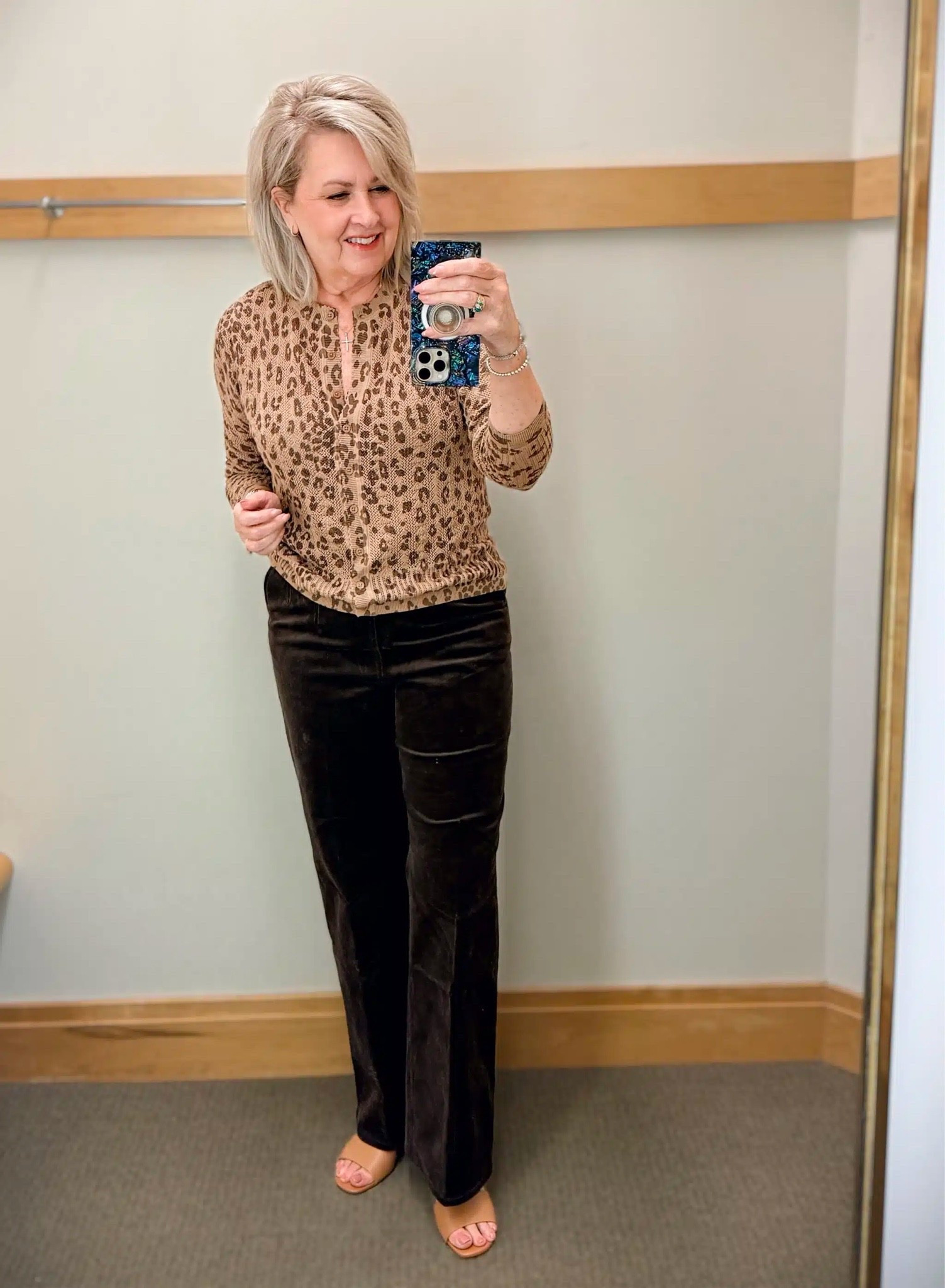 Talbots new arrivals for Fall! Leopard and chocolate corduroy for an everyday look. My cardigan is a medium and corduroy pants are a size 8.

#LTKWorkwear #LTKOver40 #LTKootd