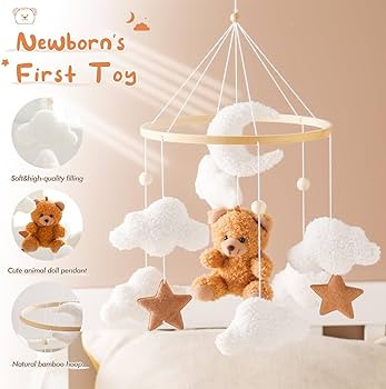 let's make Baby Mobile for Crib Bear Cloud Crib Mobile Handmade Furry Nursery Mobile Gender Neutr... | Amazon (US)