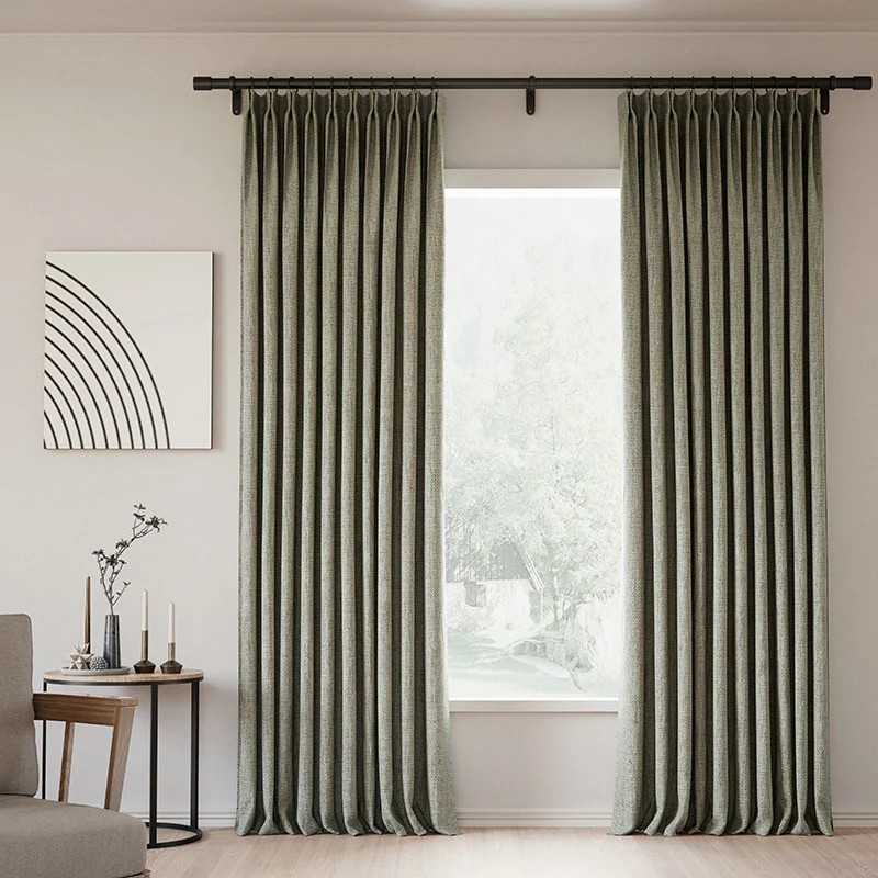 Pinch Pleated Lille Linen Memory Trained Blackout Curtains Natural Modern Custom Drapes | Homerilla