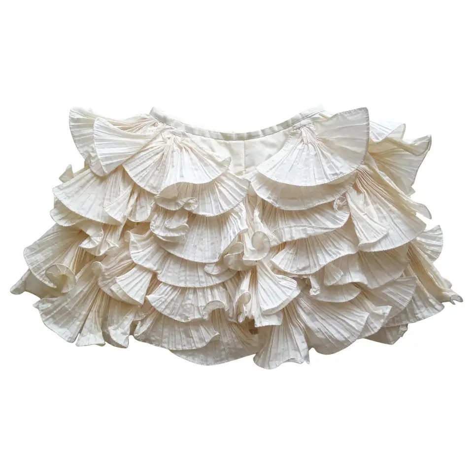 Bernard Perris 1980s Couture Cream Silk Crepe Shorts | 1stDibs