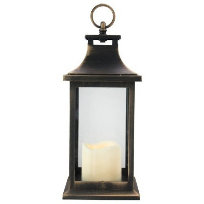 Northlight Candle Lantern with Flameless LED Candle - 12.5" - Black with Gold | Target