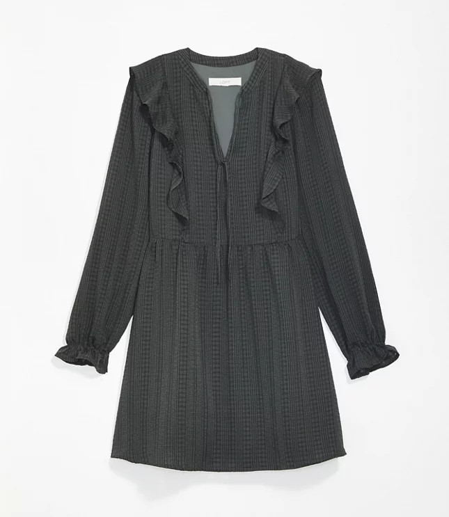 Textured Ruffle Swing Dress | LOFT