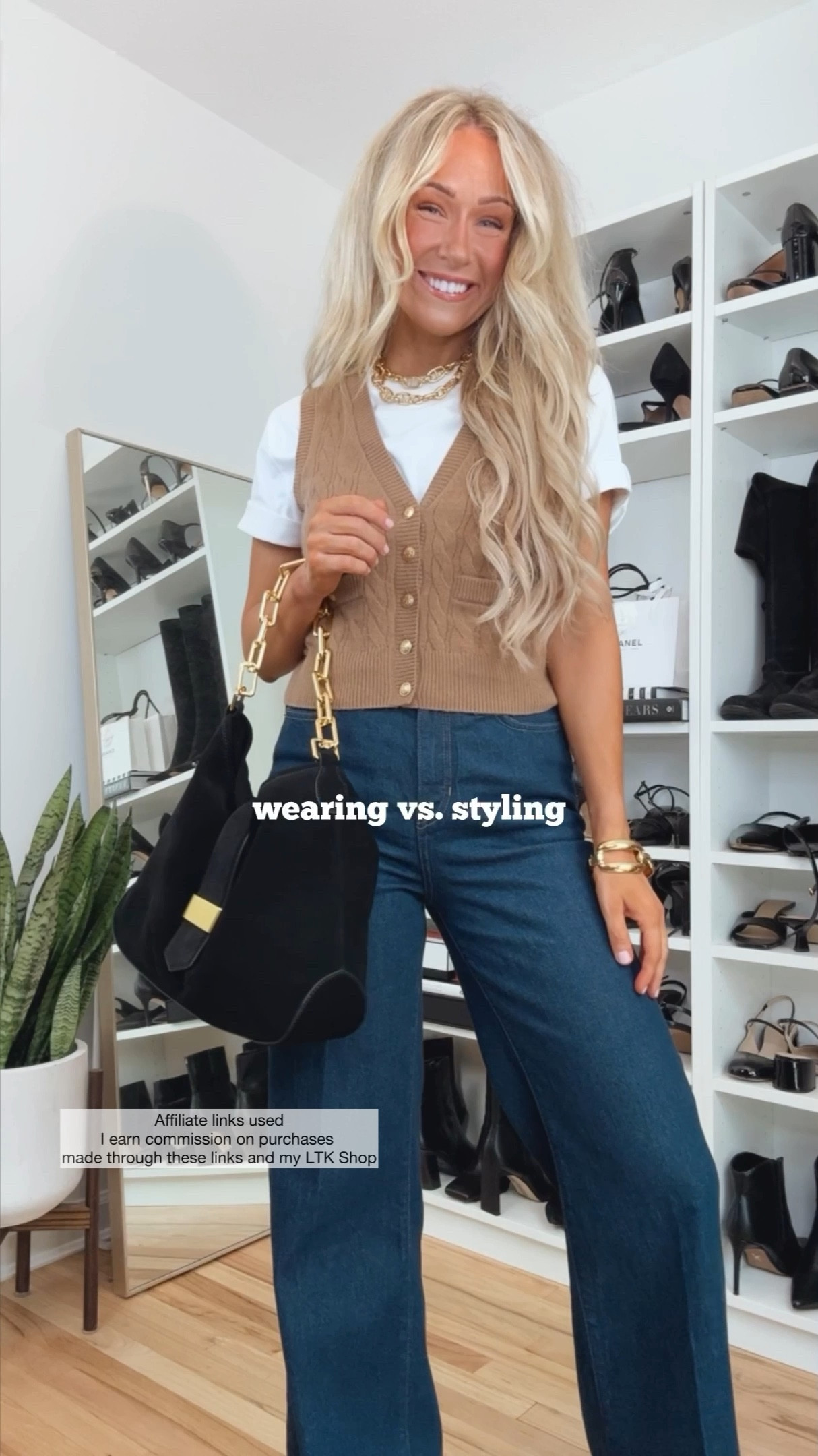 Fall outfit 
Sweater vest
Leopard shoes
Suede bag